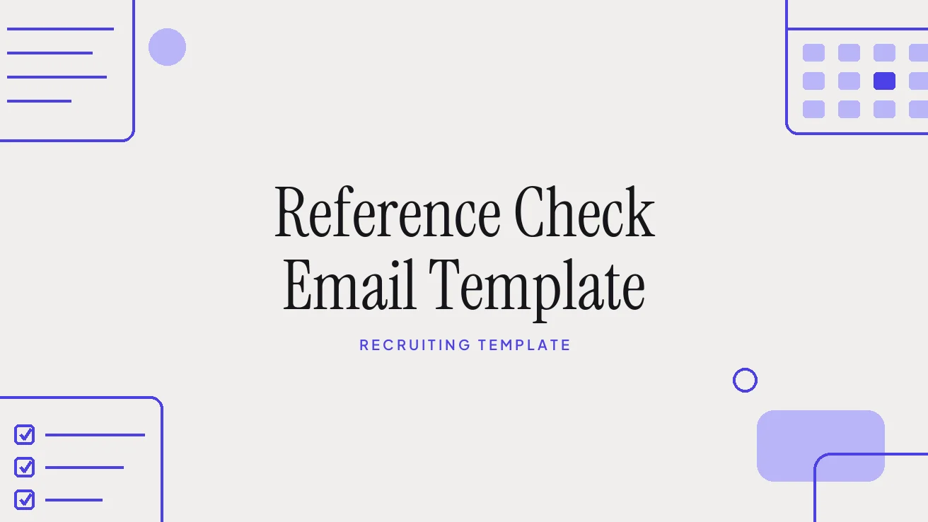Reference Check Email Template