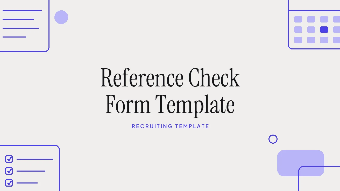 Reference Check Form Template